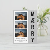 "MÆRRY" Kerstmis Sla de datum op Foto | Grijs/Zwar Feestdagenkaart (Staand voorkant)