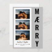 "MÆRRY" Kerstmis Sla de datum op Foto | Grijs/Zwar Feestdagenkaart (Voorkant / Achterkant)