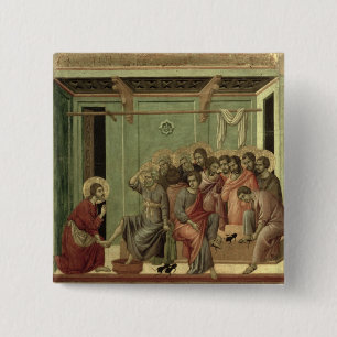 Maesta: Christus Wast de voeten van de Disciples Vierkante Button 5,1 Cm