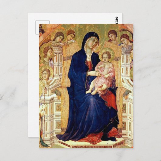 Maestà, detail van Madonna en Kind op de troon Briefkaart (Voorkant / Achterkant)
