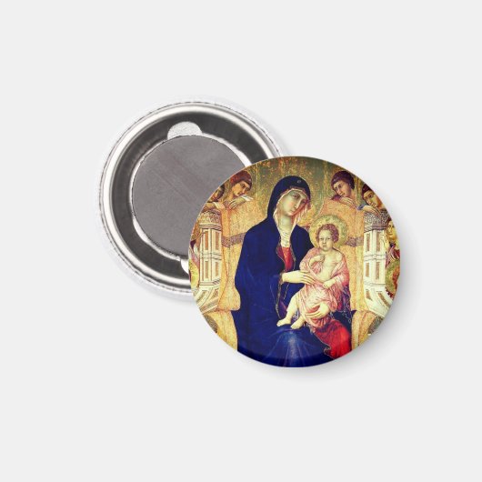 Maestà, detail van Madonna en Kind op de troon Magneet (Voorkant / Achterkant)