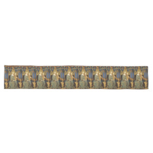 MAESTA, MAAGD EN KIND, Blauw Goud Geel Kerstmis Lange Tafelloper