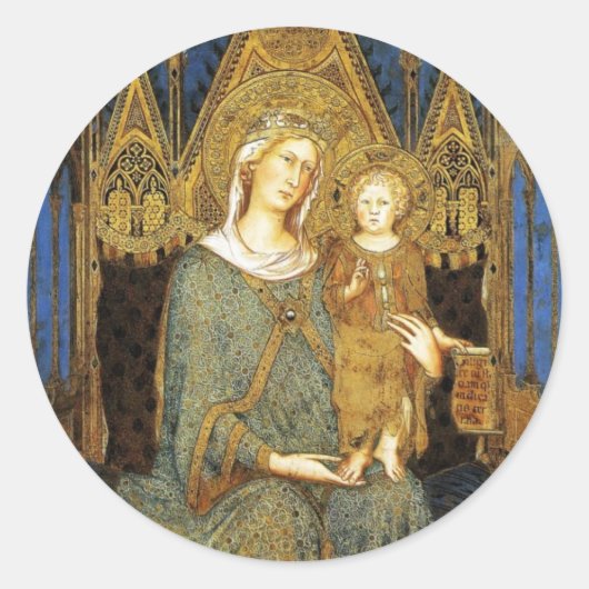 MAESTA, MAAGD MET KINDKERST RONDE STICKER (Voorkant)