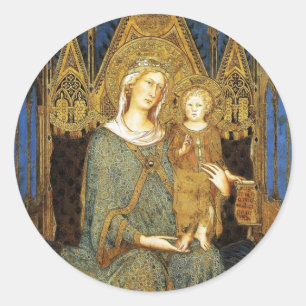 MAESTA, MAAGD MET KINDKERST RONDE STICKER