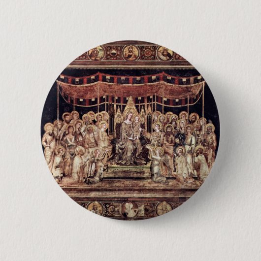 Maestà Madonna Enthroned als Patron Saint Surro Ronde Button 5,7 Cm (Voorkant)