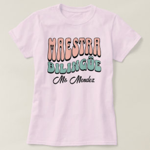 Maestra Bilingüe Aangepaste naam Spaanse leraar T-shirt