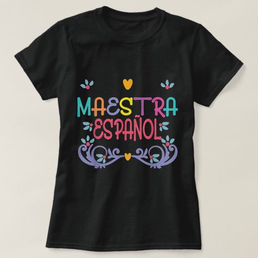 Maestra De Espanol Playera Cute Spanish Teacher  T-shirt (Design voorkant)