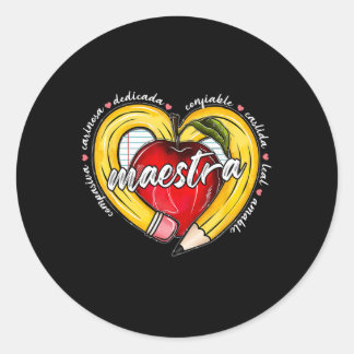Maestra Pencil Spaanse leraar tweetalig 100 dagen Ronde Sticker