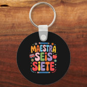 Maestra Seis Siete Teacher Fun School Kids  Sleutelhanger (Voorkant)