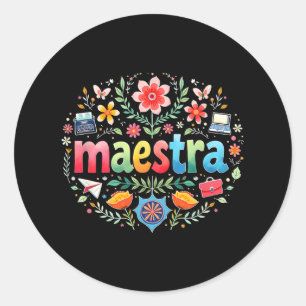 Maestra Spaans Mexicaanse leraar Mexico leraar Cin Ronde Sticker