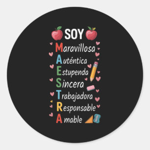 Maestra Spaanse leraar tweetalige leraar Maestra Ronde Sticker
