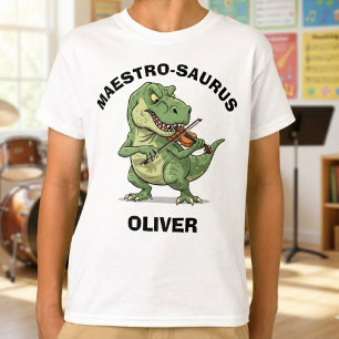 Maestro-Saurus Trex Viool Spelend T-shirt