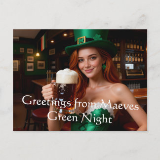 Maeve in Emerald Corset Irish Pub St Patrick's Day Briefkaart