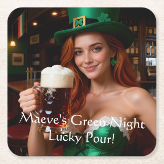 Maeve in Emerald Corset Irish Pub St Patrick's Day Kartonnen Onderzetters