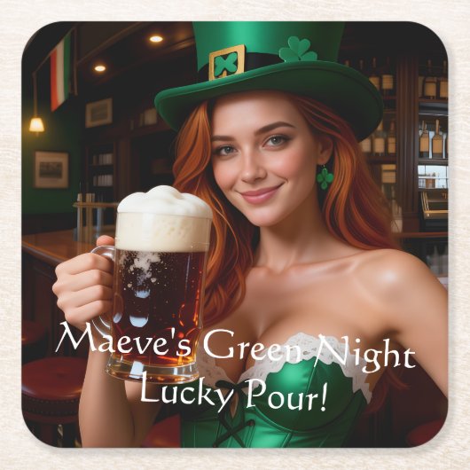 Maeve in Emerald Corset Irish Pub St Patrick's Day Kartonnen Onderzetters (Voorkant)