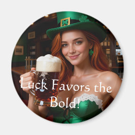 Maeve in Emerald Corset Irish Pub St Patrick's Day Magneet