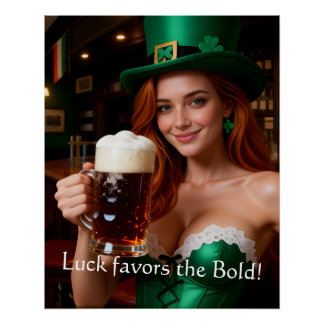 Maeve in Emerald Corset Irish Pub St Patrick's Day Perfect Poster