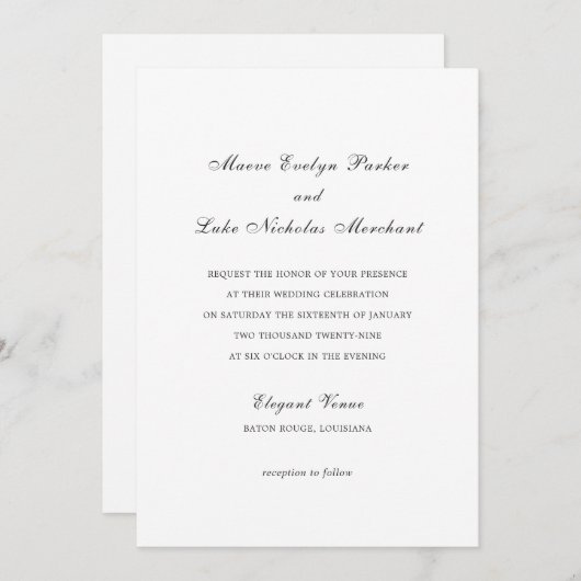 Maeve Traditionele Uitnodiging van het Huwelijk (Voorkant / Achterkant)