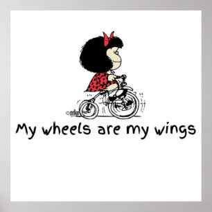 Mafalda met fiets poster