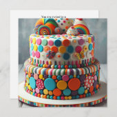 MAFFE RARE KLEURRIJKE LIJNEN & CIRKELS CAKE VERJAA KAART (Voorkant / Achterkant)