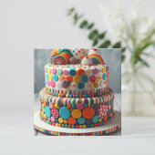 MAFFE RARE KLEURRIJKE LIJNEN & CIRKELS CAKE VERJAA KAART (Staand voorkant)