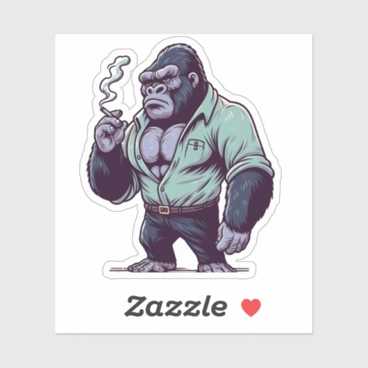 Maffia gorilla, gekke dieren sticker (Vel)