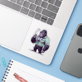 Maffia gorilla, gekke dieren sticker (Laptop met iPhone)