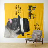 Mafia 40th 🐾 Verjaardag Dogfather Mobster Funny Wandkleed (In Situ (horizontaal))