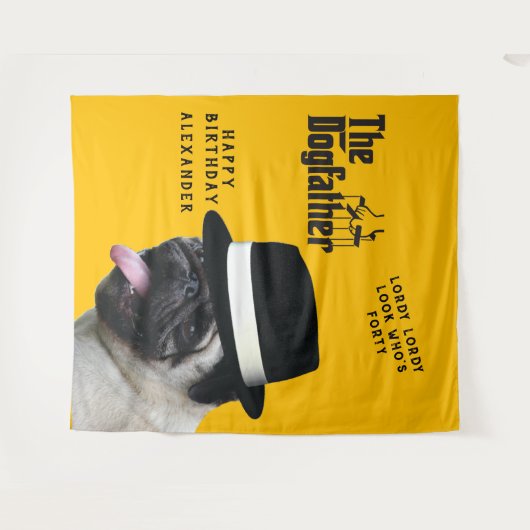 Mafia 40th 🐾 Verjaardag Dogfather Mobster Funny Wandkleed (Voorkant (horizontaal))