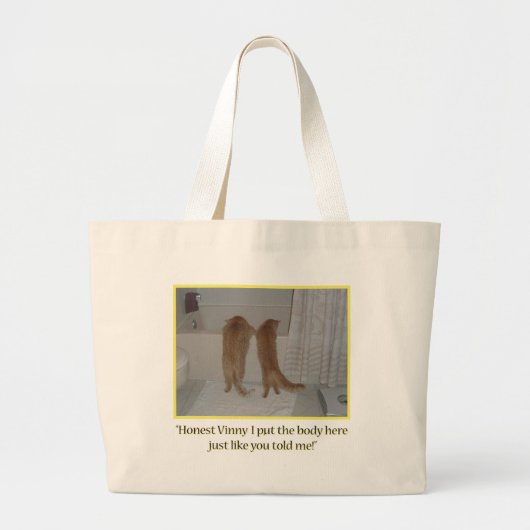 Mafia Cats Humor Grote Tote Bag (Voorkant)