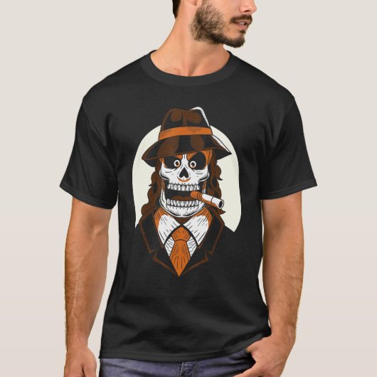 Mafia Skull Day of the Death Mexican Halloween Los T-shirt (Voorkant)