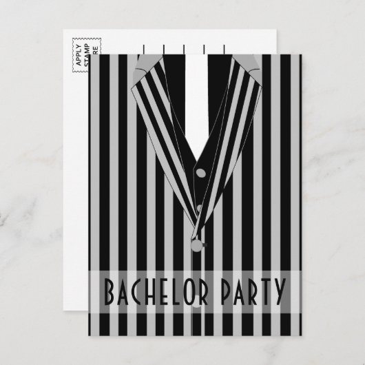 Mafia Suit Bachelor Party Invitation Uitnodiging Briefkaart (Voorkant / Achterkant)