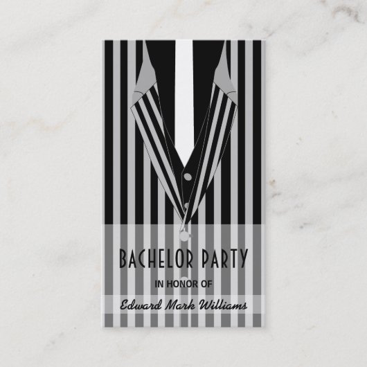 Mafia Suit, Bachelor Party Ticket Invitation (Voorkant)