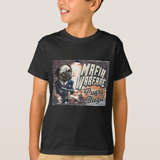 Mafia Warfare Pugsy Beigel van Mudge Studios T-shirt (Voorkant)