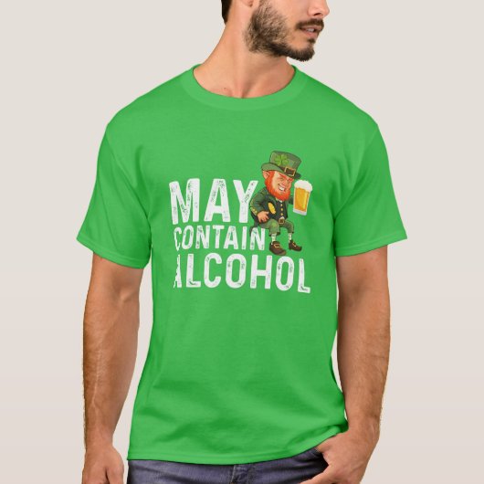 Mag Alcohol Leprechaun bevatten T-shirt (Voorkant)