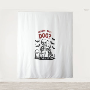 Mag ik die hond Halloween aaien? Wandkleed