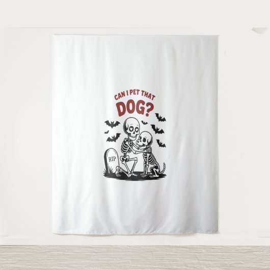 Mag ik die hond Halloween aaien? Wandkleed (Voorkant)