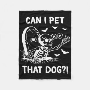 Mag ik die hond Halloween skelet aaien? Fleece Deken