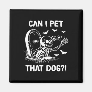 Mag ik die hond Halloween skelet aaien? Magneet