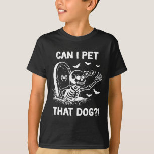 Mag ik die hond Halloween skelet aaien? T-shirt