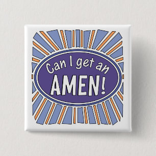 Mag ik een AMEN?    Vierkante Button 5,1 Cm