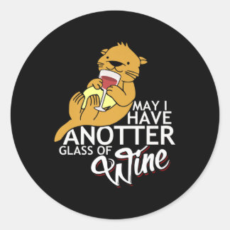 Mag ik een extra glas wijn - cute otter ronde sticker
