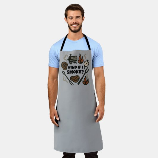 Mag ik roken Funny BBQ Smoker Schort (Gedragen)