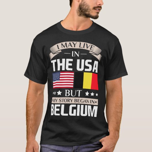 Mag in België wonen in US Story Began T-shirt (Voorkant)