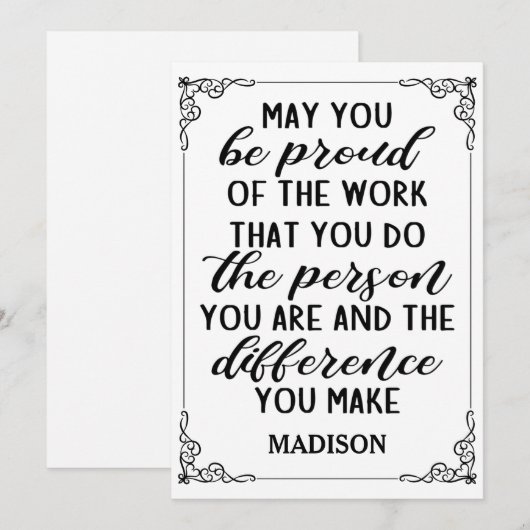 mag je trots zijn op het werk dat je doet ... kaart (Voorkant / Achterkant)