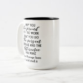 mag je trots zijn op het werk dat je doet ... tweekleurige koffiemok (Voorkant links)