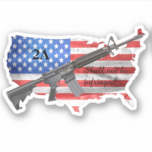 Mag niet worden geschonden USA vlag AR15 geweer Sticker (Voorkant)