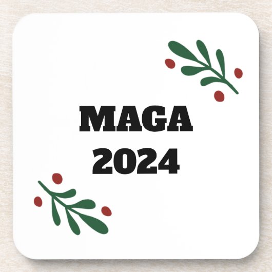 MAGA 2024 Kerstmis Bier Onderzetter (Voorkant)
