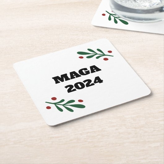MAGA 2024 Kerstmis Kartonnen Onderzetters (Schuin)