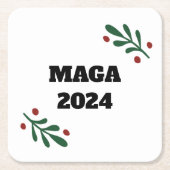 MAGA 2024 Kerstmis Kartonnen Onderzetters (Voorkant)